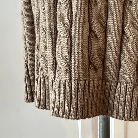 Calvin Klein Cable Knit Shawl Collar Sweater Dress with Brown Buckle Detail - Picture 8 of 8
